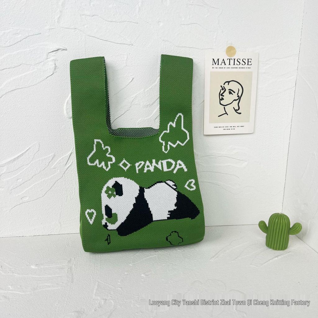 Panda Knit Women's Cross-Border Wrist Tote Handbag