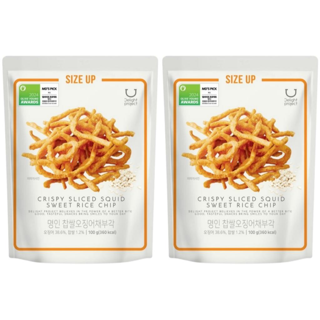 

Delight project Хрусткі нарізані кальмари, солодкі рисові чіпси 100г #2PCS