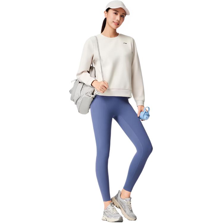 Li Ning Fitness Series Warm Round Neck Logo Sports Sweatshirt Women sweatshirt AWDW074-4