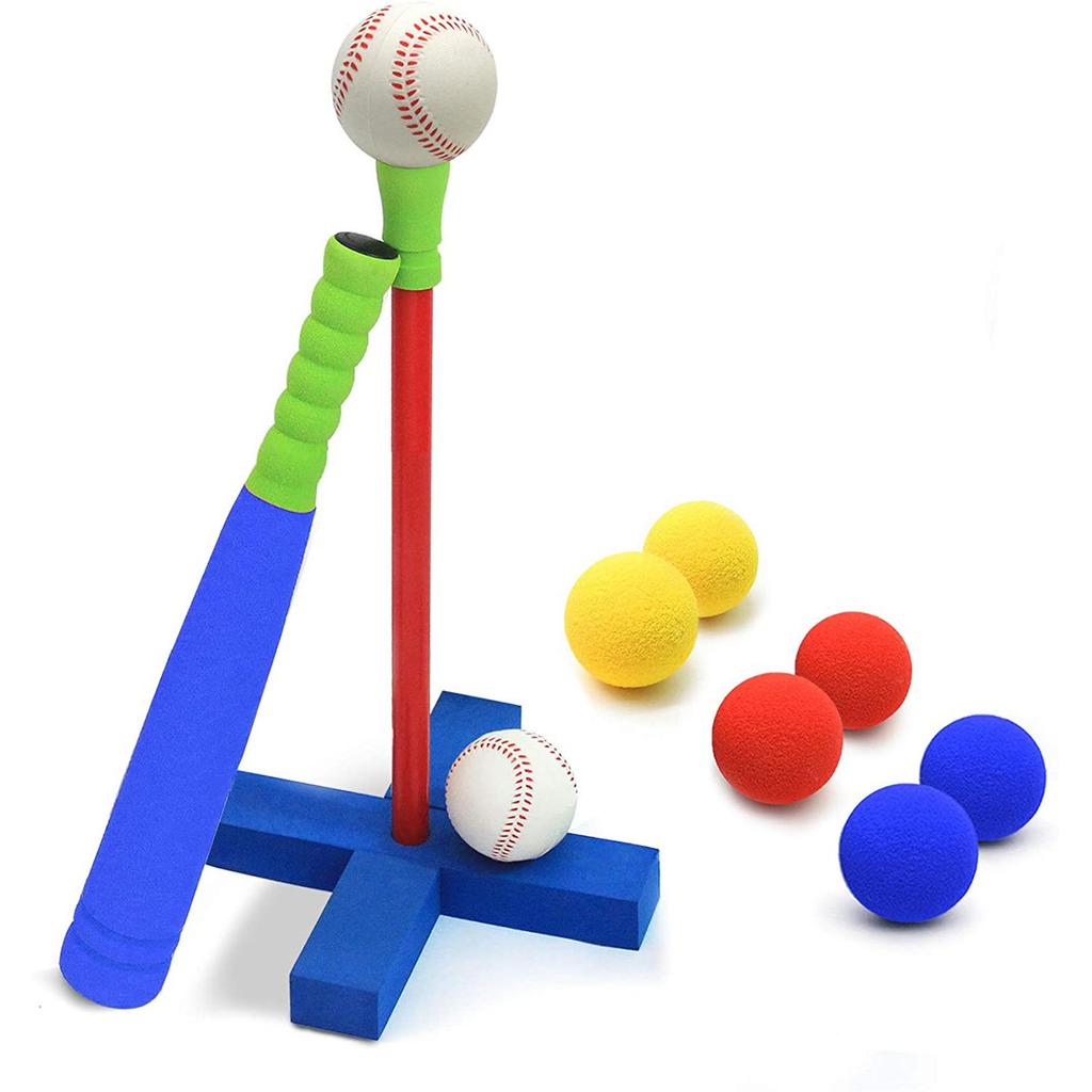 Buy Foam T Ball Kids Baseball Softball Bat Set Batting Tee, 8 Colored