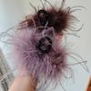 Korean Style High-End Ostrich Feather Hair Claw Clip for Women