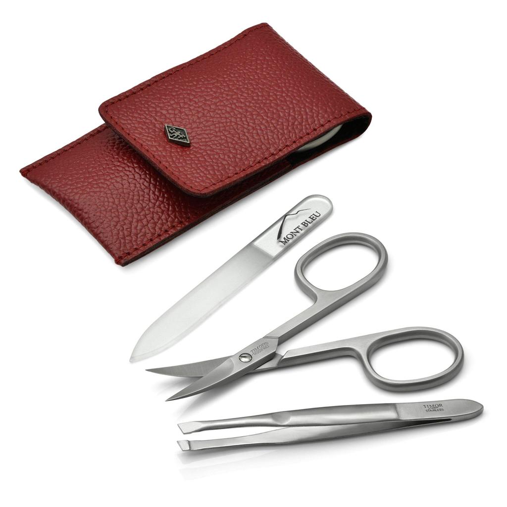 Giesen & Forsthoff's Timor 3-piece Manicure Set In Red Leather Case