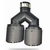 Pair Universal  Three Layers  63mm Inlet 89mm Outlet 100% Real Carbon Fiber Car SUV Dual Exhaust Pipe Tail Muffler Tip Plating Black