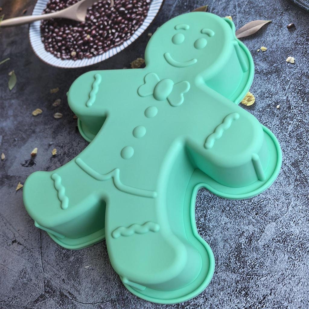1pc 3D Silicone Gingerbread Man Baking Mold Non Stick Christmas Baking Tray for Cake Pastry DIY Kitchen Bakeware Christmas Gifts