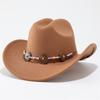 Vintage Western Cowboy Hat Ethnic Curled Top Hat Jazz Hat Travel Vacation Sun Hat Men and Women