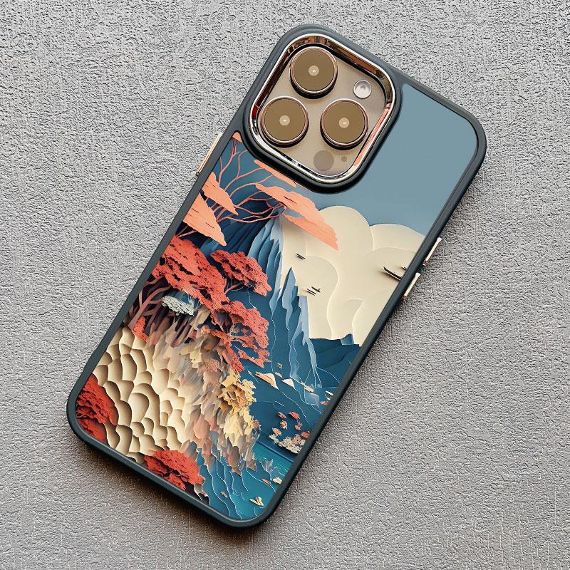 Printing Landscape phone case For iPhone 13 15 11 12 Pro Max 14 7 8 Plus SE2 XS X XR Creative Mountains Shockproof Soft Cover