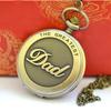 Large Vintage Dad-Style Bronze Pocket Watch with English Numbers
