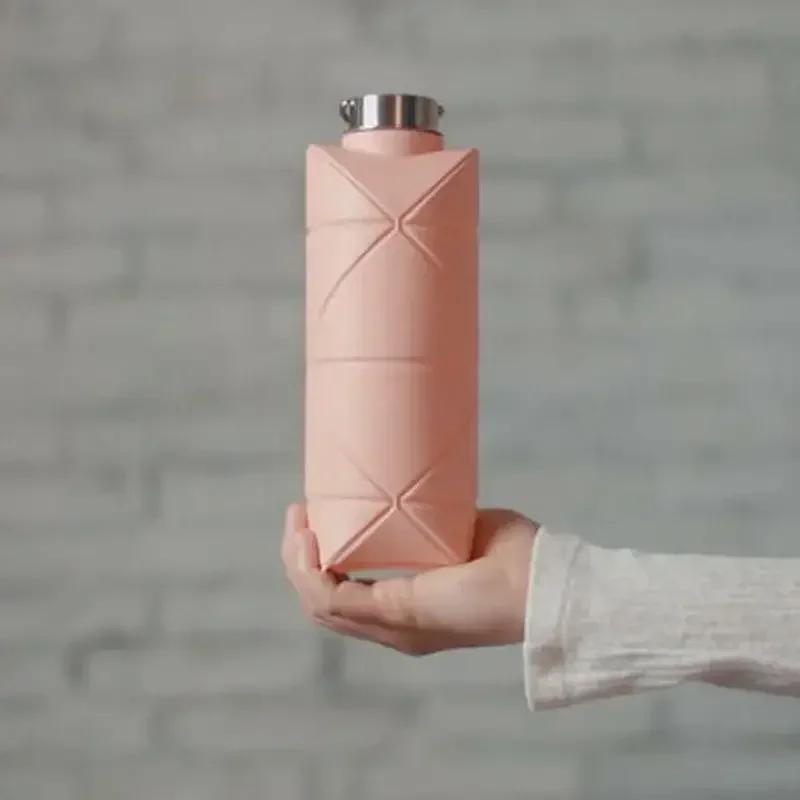 1Pc 600ml Foldable Space-saving Portable Reusable Silicone Sport Water Bottle Bag Bicycle Camping Portable Waterbottles
