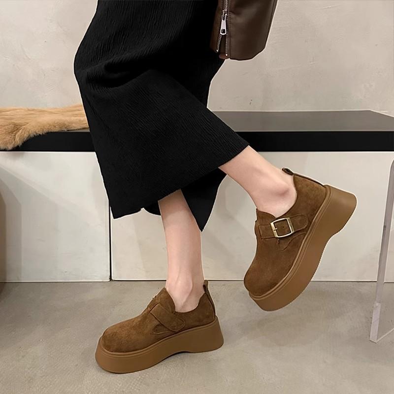 Platform shoes women's new spring and autumn one-pedal shoes retro casual single shoes