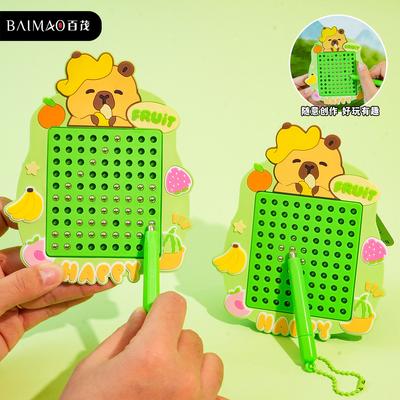 Original Cute Dolphin Magnetic Steel Ball Drawing Board Keychain Female Creative Rewritable Drawing Board Keychain Schoolbag Pendant