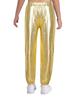 Pantaloni da Ragazza Metallizzati Lucidi Elastici a Vita Alta Tasche Pantaloni da Danza Hip Hop Streetwear Pantaloni della Tuta