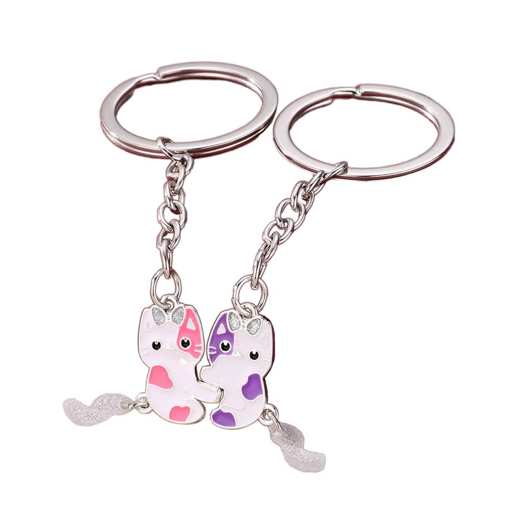 2 Pieces Cute Animal Keychain Set Magnetic Keychains Alloy Material Fashion Bag Pendant Trendy Bag Charm for Kids Girls