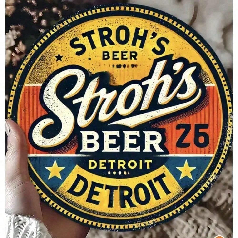 

Stroh s Beer Detroit Retro Metal Tin Sign Vintage Wall Decor for Bar Garage Man Cave різнокольоровий