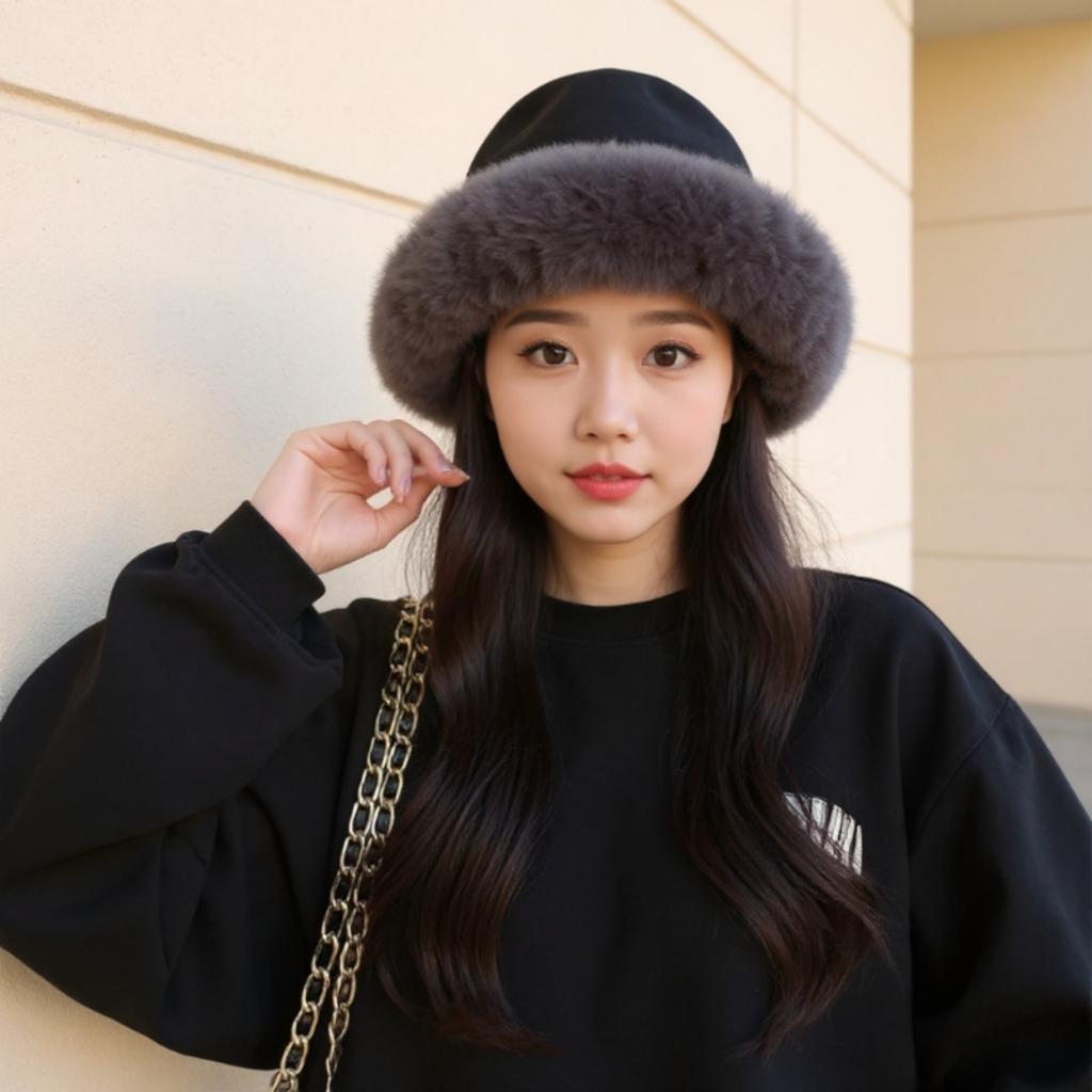 Plush Hat, Fisherman Hat, Female, Big Head Circumference, Ear Protection Hat, Toe Cap, Thick Cotton Hat