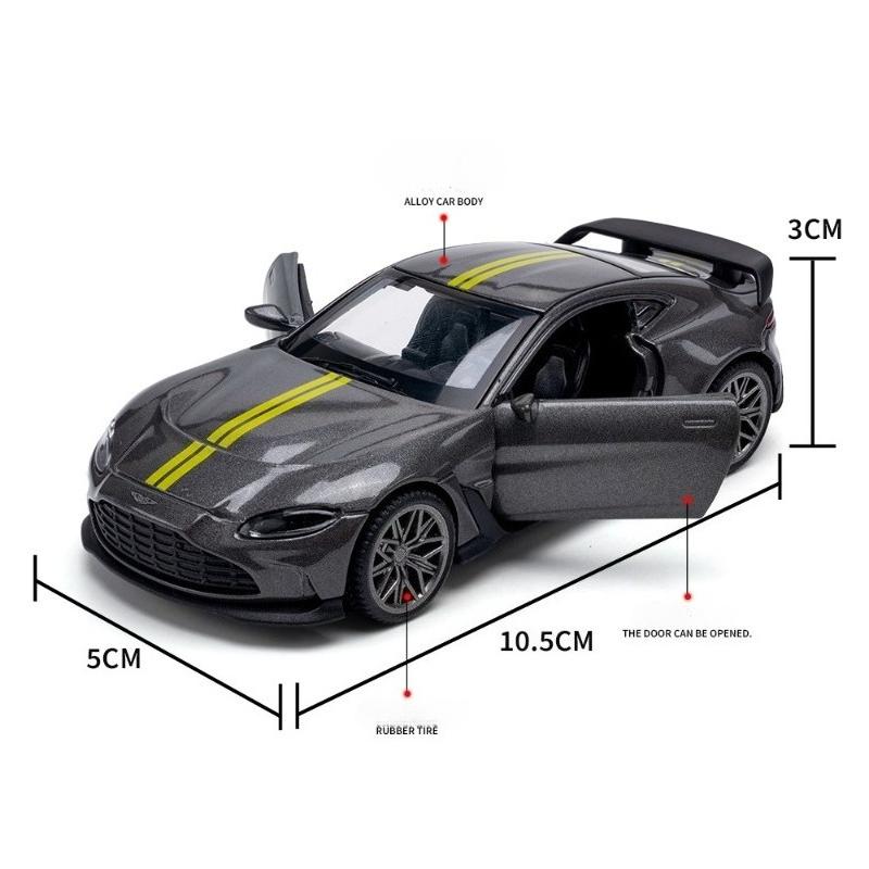 Simulation 1/43 Alston Martin V12 Alloy Sports Car Model Collection Ornaments with Display Box Metal Miniature Voiture Toy Gift