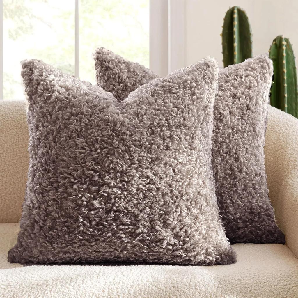 Housse d'oreiller en polaire d'agneau pelucheux Housse d'oreiller épaisse bouclée Teddy Housse d'oreiller douce Minimaliste Nordique Housse de coussin de canapé Décoration d'intérieur confortable