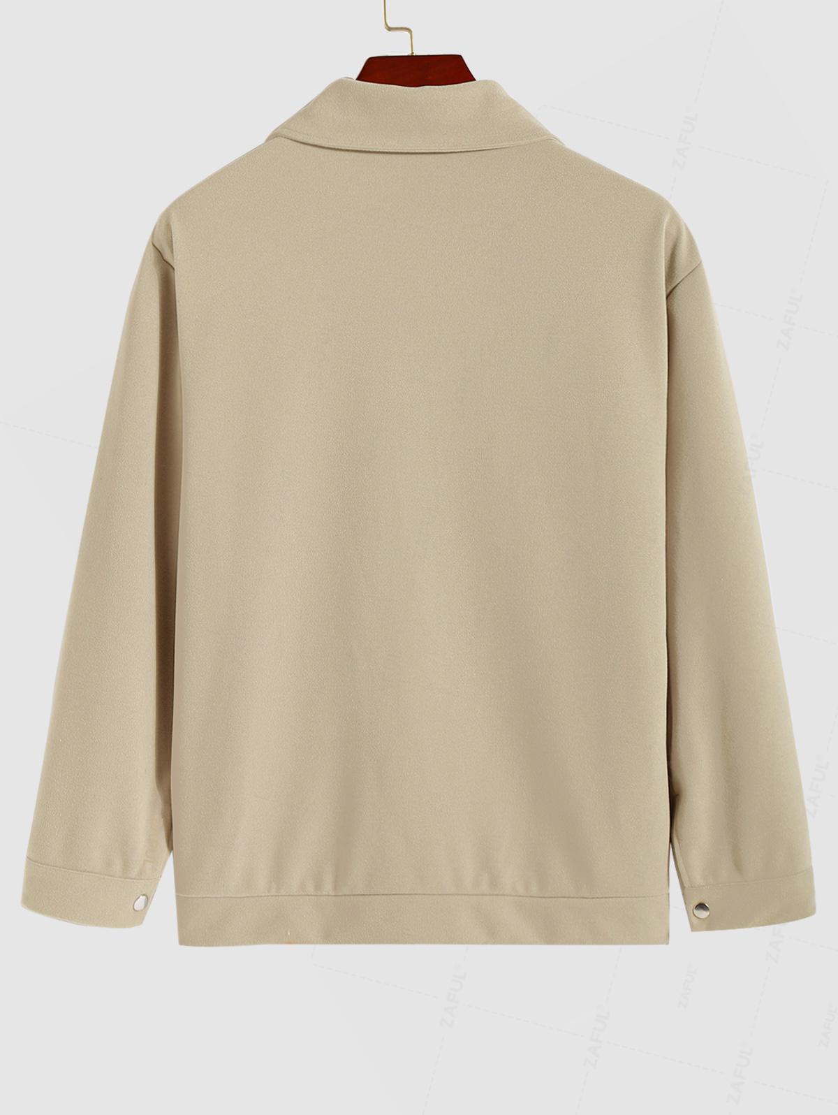 ZAFUL Мужская однотонная куртка из искусственной шерсти с карманом-клапаном на пуговицах — фото 2