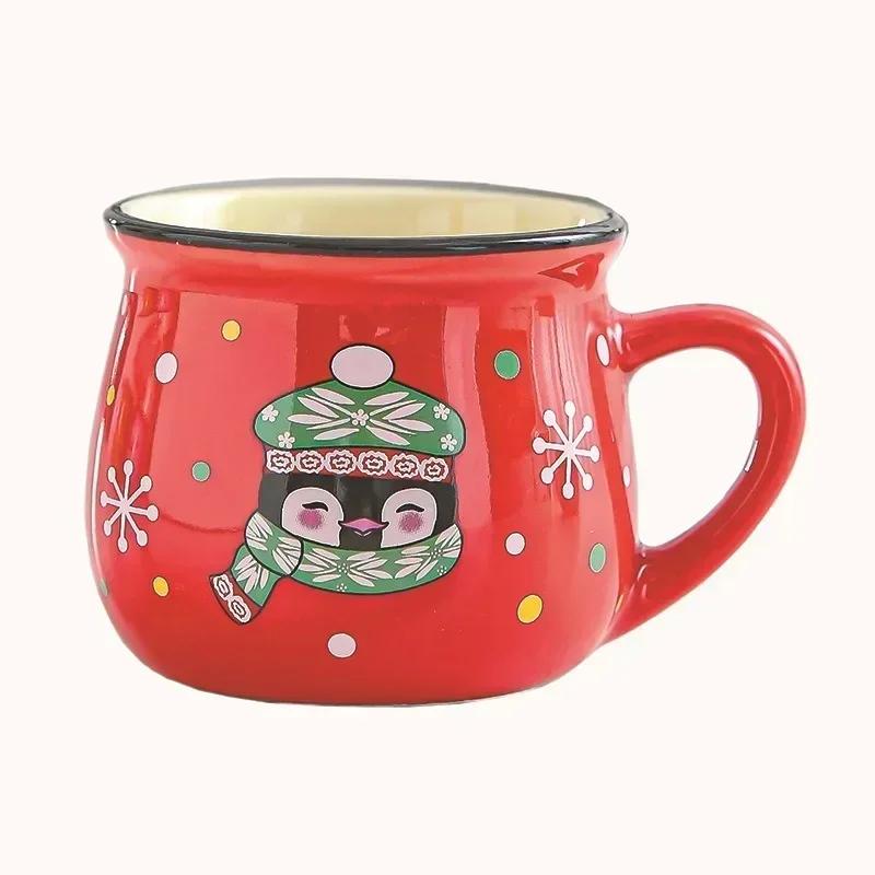 Kawaii New Christmas Mugs Ceramic Cups Santa Claus Elk Figurines Creative Gift For Office Home Milk Coffee Tea Cup Couples