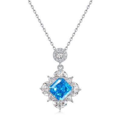 Neue S925 Silber High Carbon Diamant Anhänger Europäischen und Amerikanischen Superior Sense 12ct quadratische Eisschliff Halskette