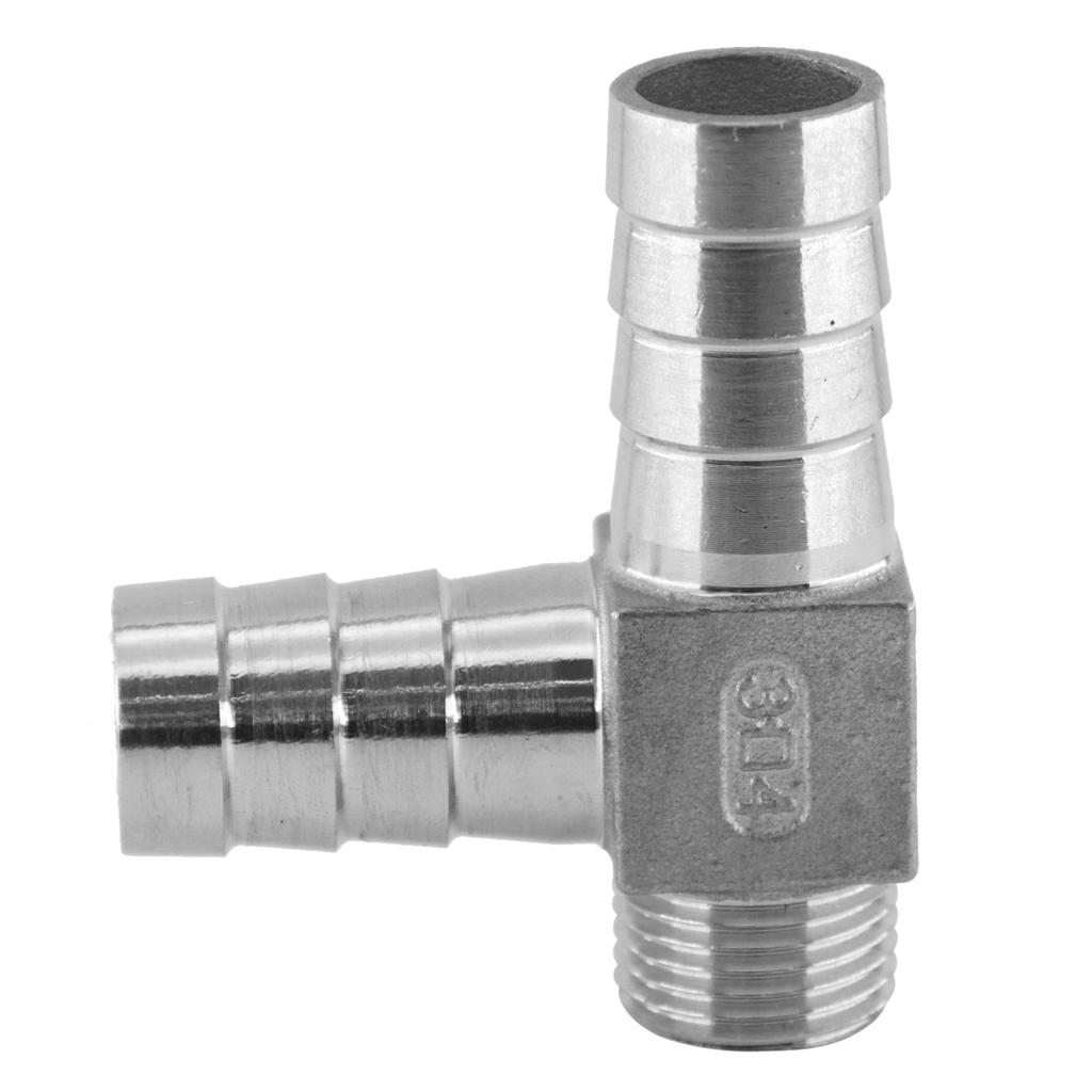 1/4" 3/8" 1/2" BSPT Male X 8 10 12 15 19 20 Mm Hose Barb Tee 3 Ways 304 Stainless Steel Pipe Fitting Connectore Splitter