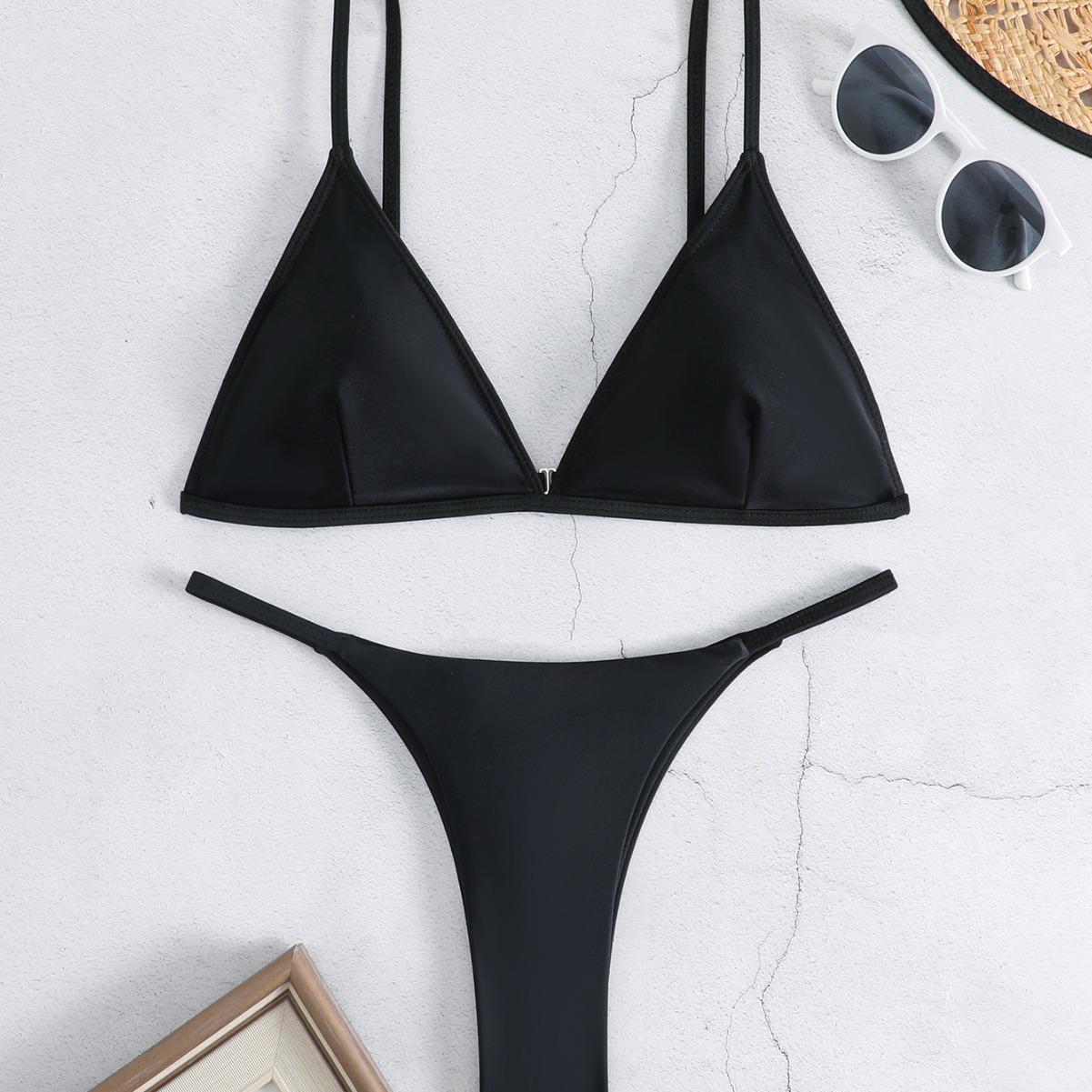 

European & American Seamless Nylon Bikini: Stylish Women s Swimwear Small чорний