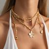 European and American Long Wound Flower Pendant Beaded Necklace Ins Square Bead Sun Y-shaped Item Jewelry Women