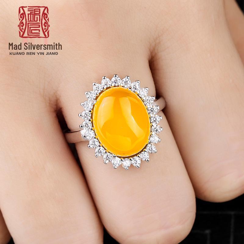 

Oval 925 Sterling Silver Adjustable Women s Ring Setting for 10x14mm Amber or South Red DIY Inlay Adjustable