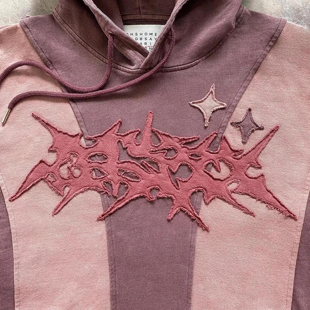 ZYLLO Hip Hop Patch Streetwear Hoodie Y2K Retro Hoodie Sweatshirt Mens Womens New Harajuku Gothic Pullover Hoodie Clothes