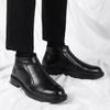 Classic Black Men's Leather Boots Business Casual High Top Dress Shoes Man High Quality Zipper Ankle Boots Men Botas Para Hombre