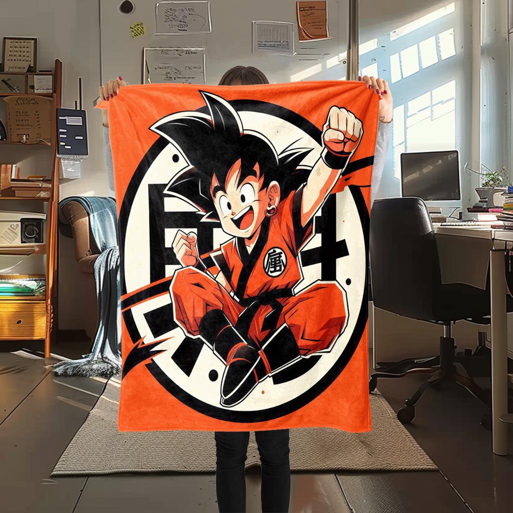 1 pièce Couverture en Flanelle avec Impression Son Goku, Haute qualité Toutes Saisons, Décoration de Maison, Chaleur et Confort, Parfait pour les Cadeaux de Noël
