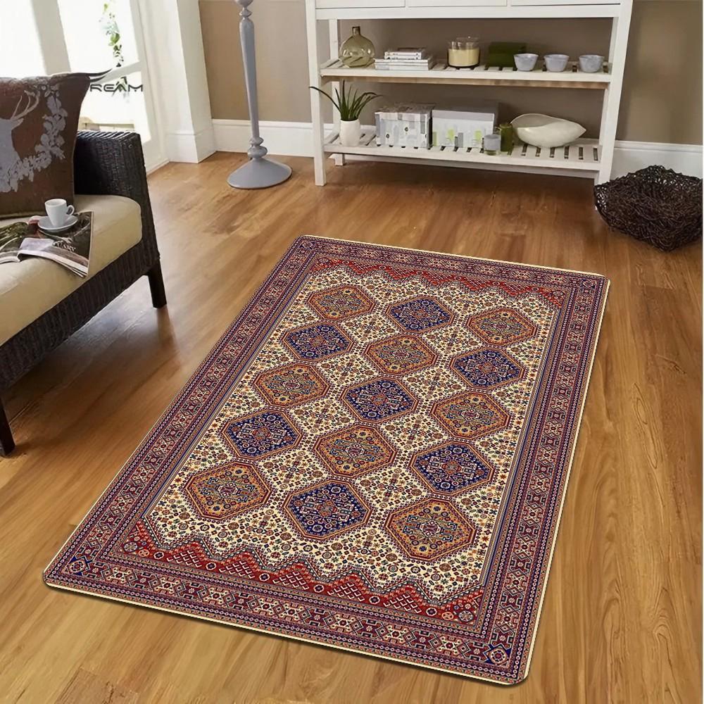 Tappeto Turco Tradizionale, Tappeto Medaglione Bohemien per Soggiorno, Decorazione Pavimento Stile Vintage, Tappeto Lavabile, Tappeto Antiscivolo