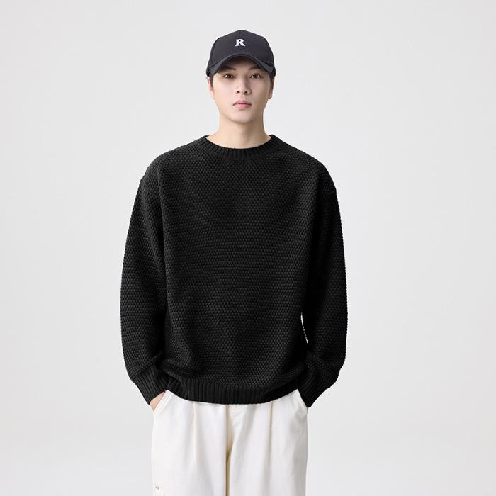

2025 Men s Trendy Knitwear: Thick Yarn Heavyweight Sweater, Lazy Style, Loose Fit Outerwear 2XL чорний