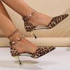 Sandali con tacco alto leopardati sexy da donna, con perline e cristalli, di lusso, da festa, da donna, con décolleté, Zapatillas De Mujer 2025