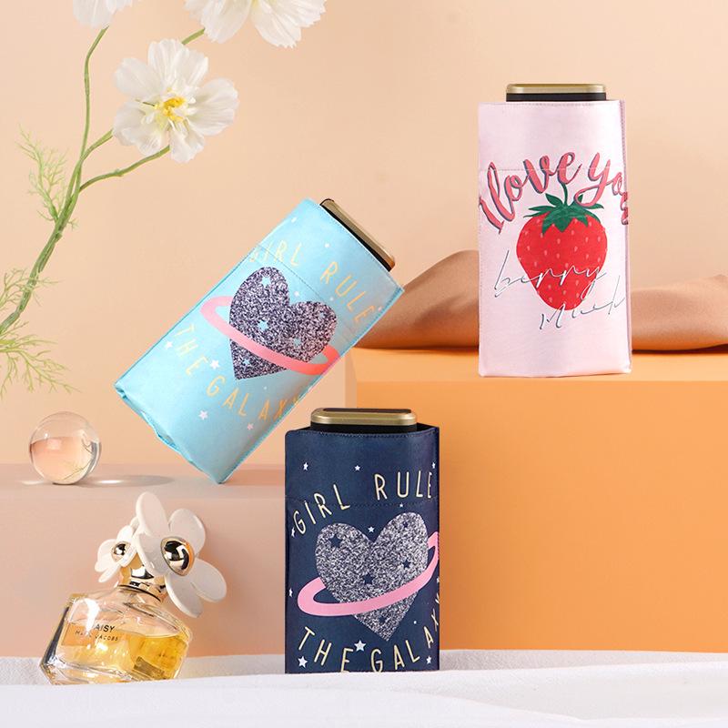 

Compact Anti-UV Folding Umbrella - Portable, Dual-Use for Sun and Rain, Pocket-Size Six-Fold Design with Fruit Pattern