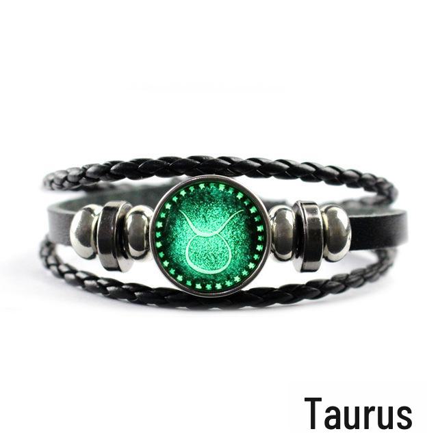 Zodiac Sign Leather Bracelets - European & American Multi-layer DIY Couple Bracelets