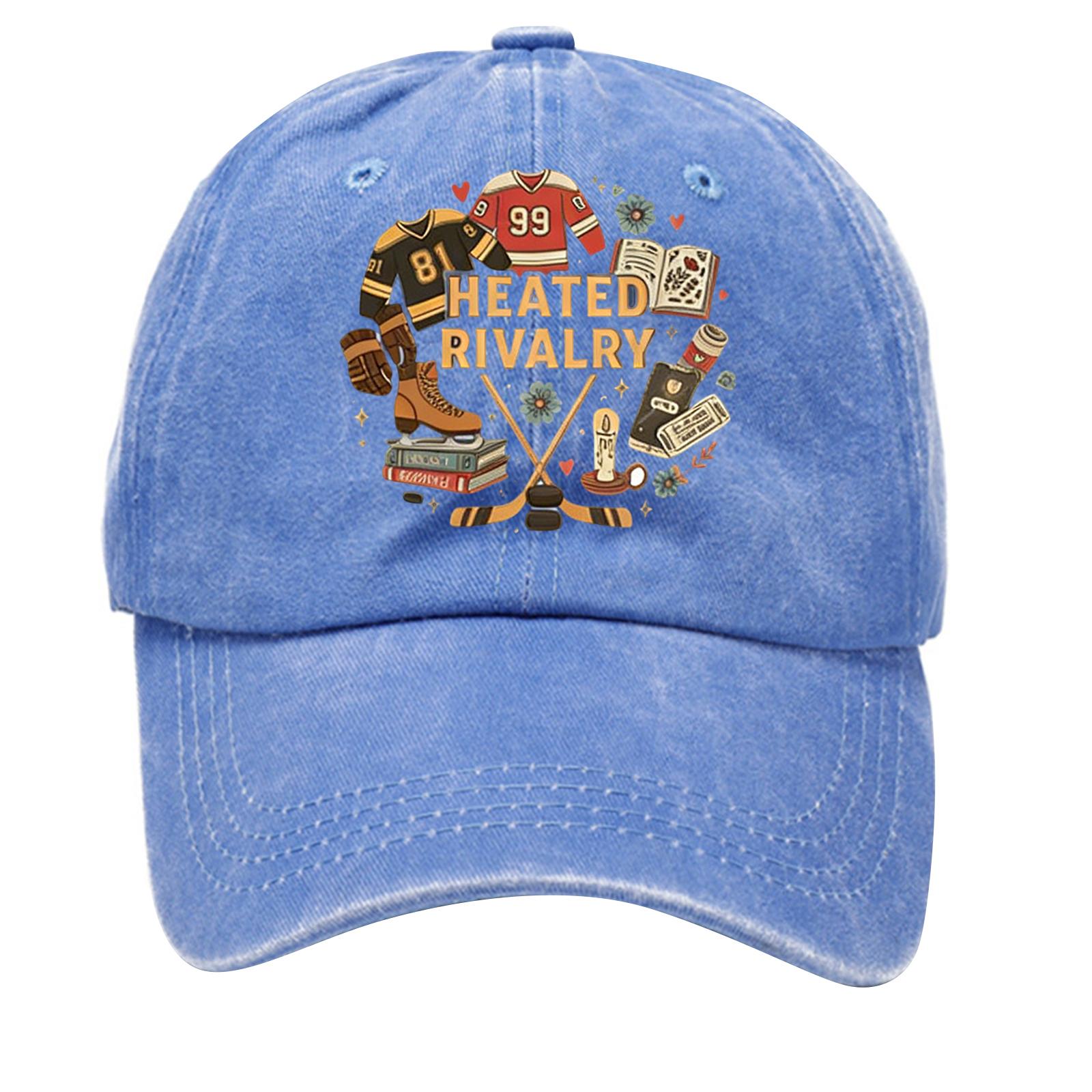 

Washed Cotton Baseball Cap With Printed Distressed Soft Top Denim Hat For Men, European And American Retro Hat One Size