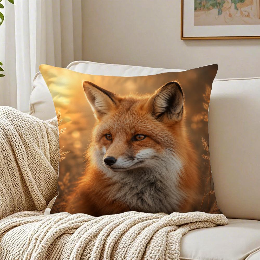 Fox Face Forest Animal Pillow Case Breathable Organic Short Plush Cushion Covers Machine Washable WrinkleResistant Soft Durable