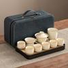 High-end Huang Ru Kiln Travel Kung Fu Tea Set Household Portable Cover Bowl Teacup Teapot Light Luxury Business Gifts