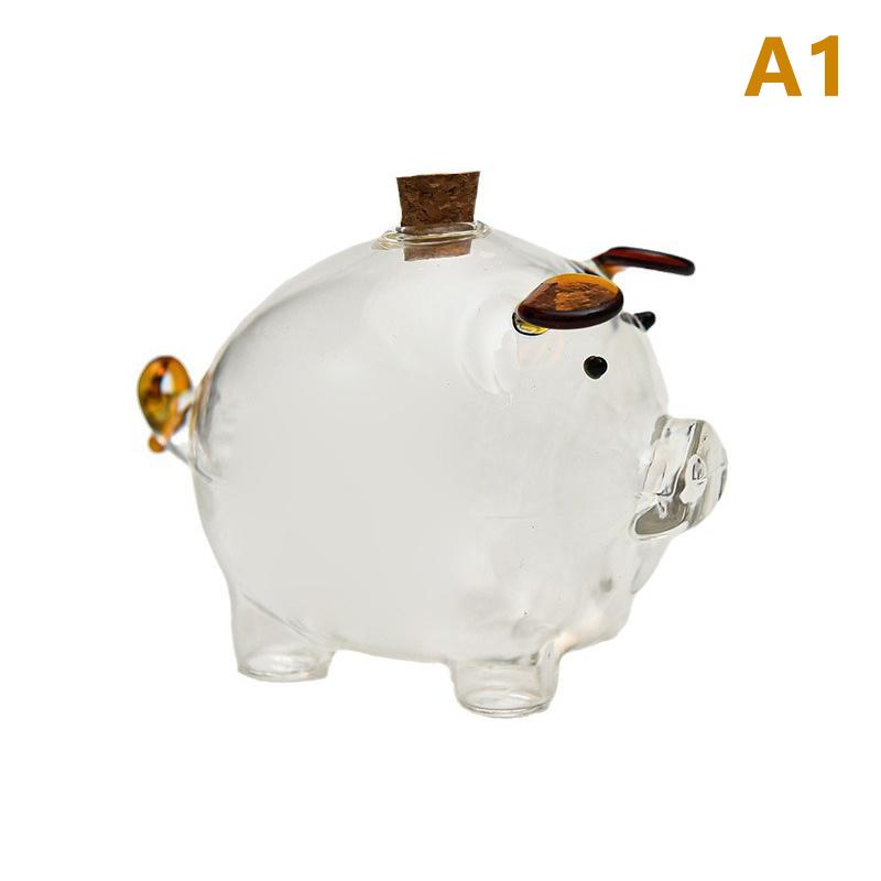 Cute Transparent Piggy Bank Glass Ornaments Golden Bean Storage, Animal Pig Money Saving Box Coin Box To Help Budget And Save