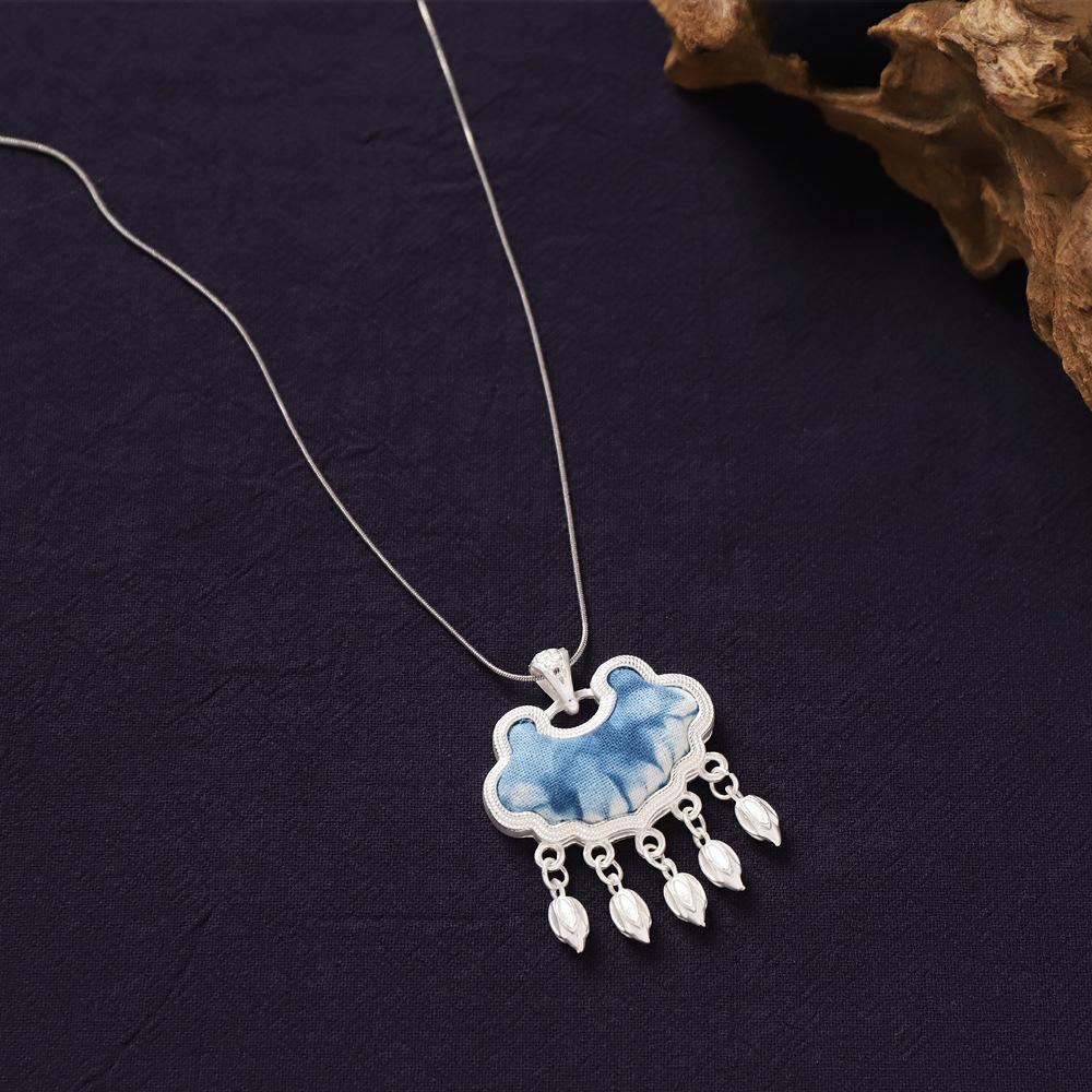 Ethnic style handmade necklace, vintage butterfly pendant, Chinese-style sweater chain