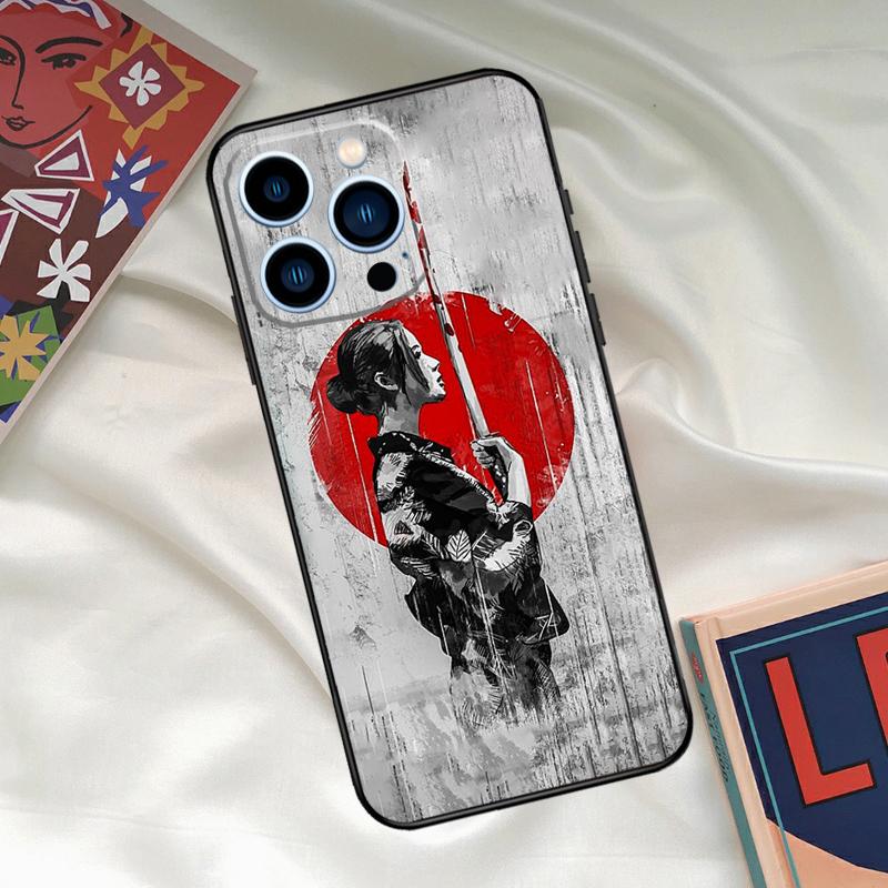 Japanese Samurai Warrior Geisha Phone Case For iPhone 16 14 13 12 11 15 17 Pro Max 15 16 Plus 13 Mini 16e 17 Air Funda Cover
