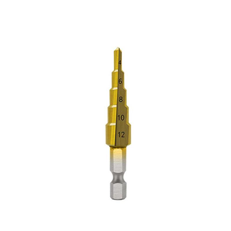 4-32mm/4-12mm/4-20mm Hss Step Drill Bit, Straight Groove Drill Titanium Coated Metal Driller, Drilling Tools Set