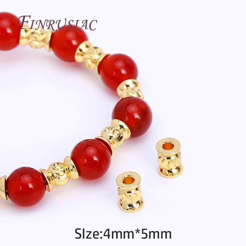 18K Real Gold Plated Tube Spacer Beads,Beading Beads,Cut Corrugated Beads For Needlework DIY Bracelets Necklace Making