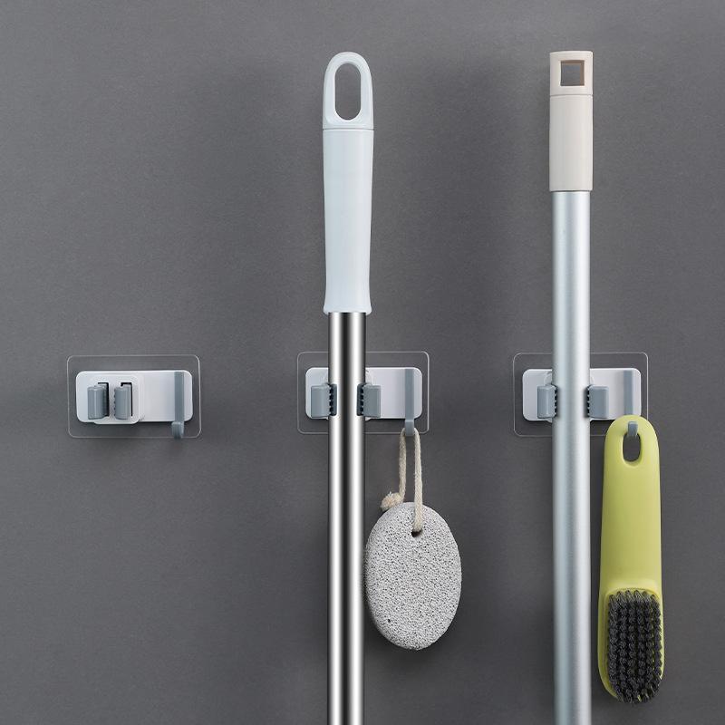 1/2/3Pcs Abs Wall Mounted Mop Storage Rack No Nail Holder Waterproof Household Organizer For Bathroom Kitchen