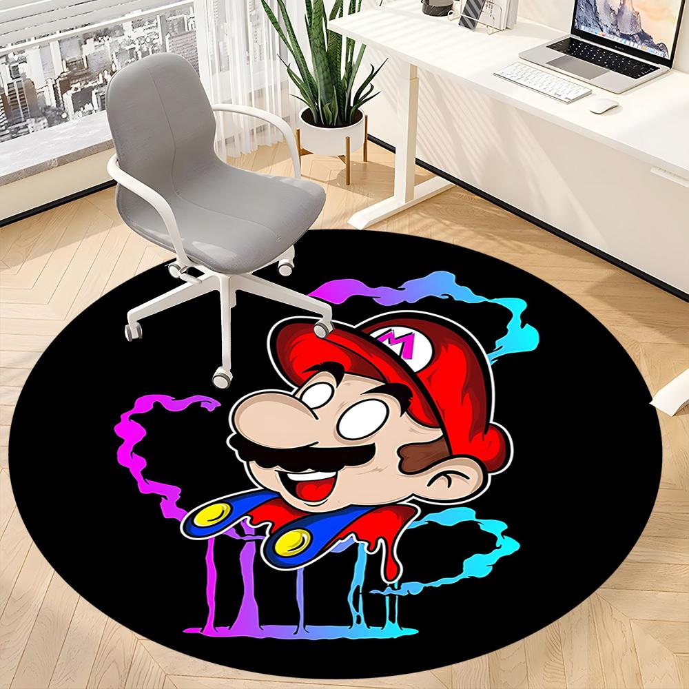 1pc Mario Melting Office Round Area Rug, Under Office Chairs Bedroom Living Room Home Decor  a1022258