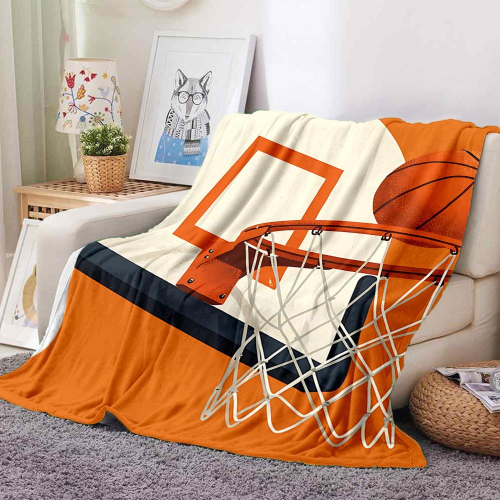 1pc Basketball Hoop Blanket, Lightweight Flannel Throw Blanket for Sofa, Bed, Travel, Camping, Living Room, Office, Couch067