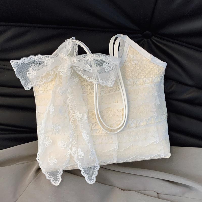 Lace versatile large-capacity simple and beautiful tote bag women's new summer lazy wind sweet casual shoulder bag