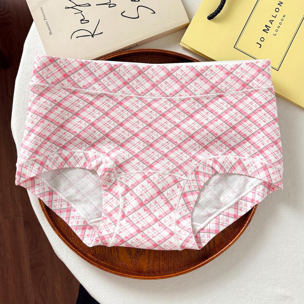 Großgrößen Damen Neue Frühjahrs- und Sommer-Karos 10A Antibakterielle Baumwolle im Schritt Nahtlos Kleiner flacher Winkel Slip