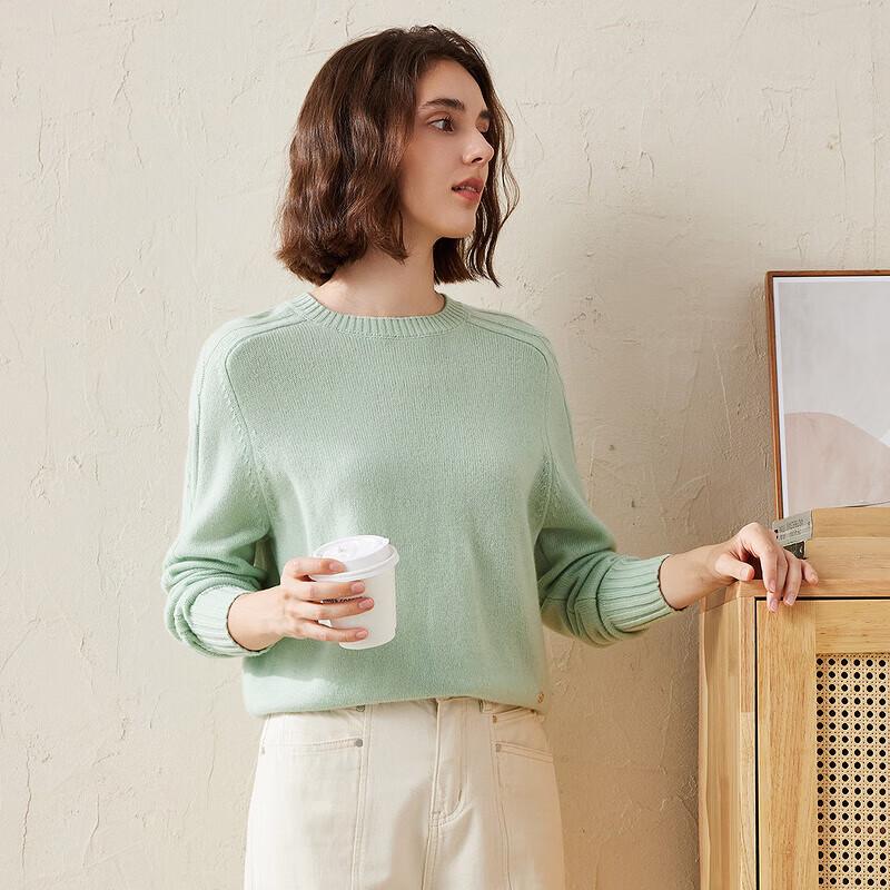 Kemon Boca Women's Thick Cashmere Saddle Shoulder Crewneck Sweater