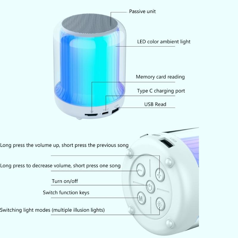 Night Light Bluetooth-compatible Speaker Portable Wireless Speakers, Bedside Table Light Outdoor Speakers Gifts for Baby